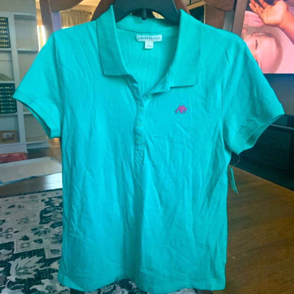 Aeropostale XL Polo Seafoam/FUSCHIA NWT